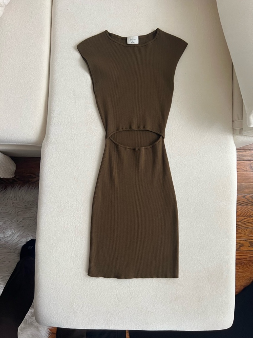 Cutout Ribbed Mini Dress in Olive